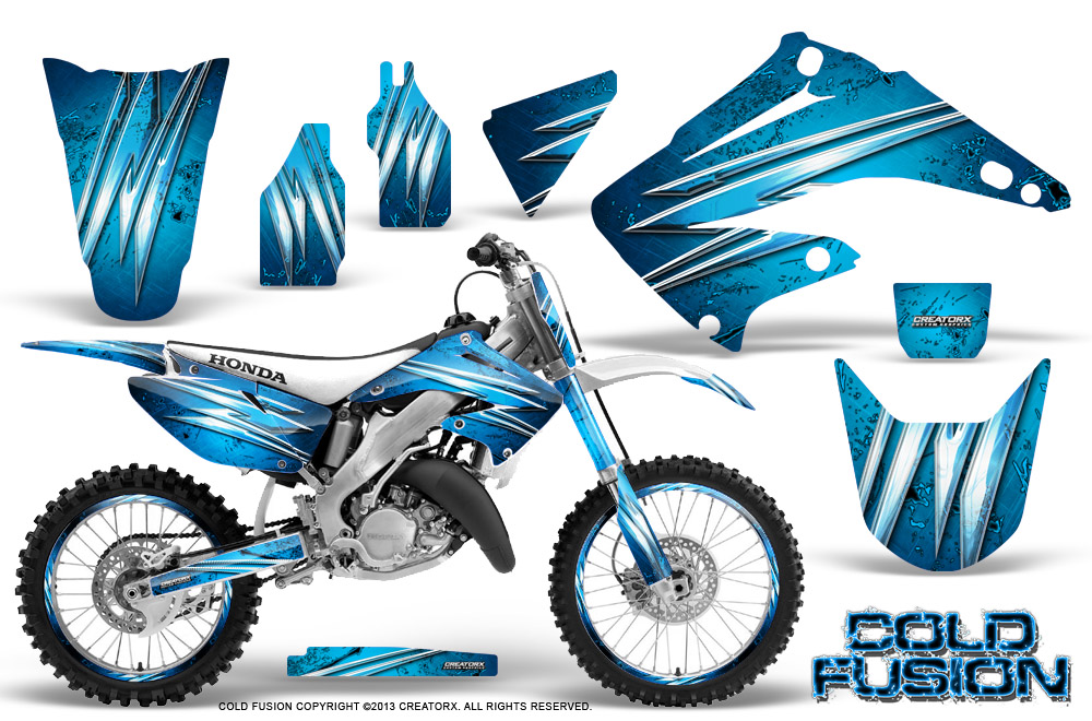 Honda CR125 CR250 02-10 Graphics Kit Cold Fusion BlueIce NP Rims